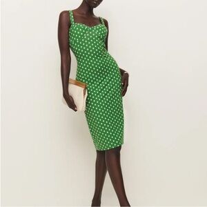 Reformation Beyonca Knit Midi Dress In Hannah Green Floral Print